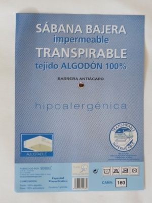 Sábana bajera impermeable 100% Algodón (todas las medidas) ZORBA