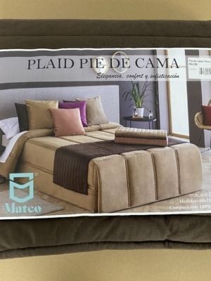 Plaid pie de cama terciopelo color café de DON MATEO