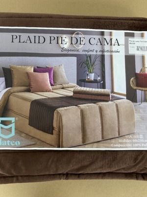 Plaid pie de cama terciopelo color chocolate de DON MATEO
