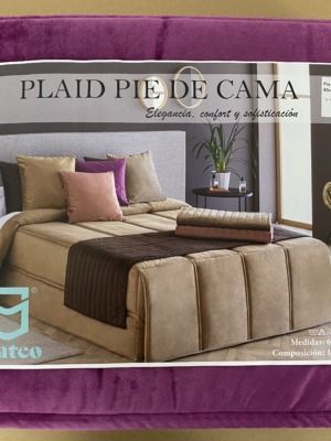 Plaid pie de cama terciopelo color malva de DON MATEO