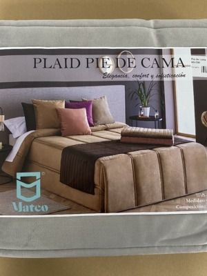 Plaid pie de cama terciopelo color perla de DON MATEO