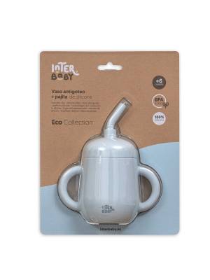 Vaso antiderrame + pajita de silicona bebe Ref.SI007 Interbaby