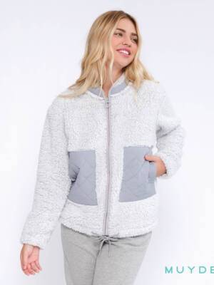 Bata invierno mujer gris con bolsillos 291000 MuyDemi