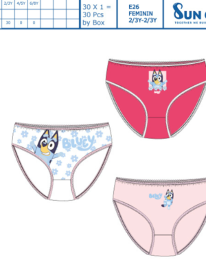 Caja de 3 braguitas niña BLUEY Ref.80065 SUN CITY