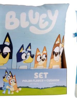 Set manta polar  niño + cojin BLUEY 1142