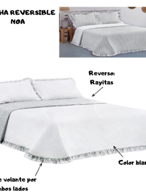 Colcha Bouti doble VOLANTE y REVERSIBLE modelo NOA (90 a 2M) DMATEO