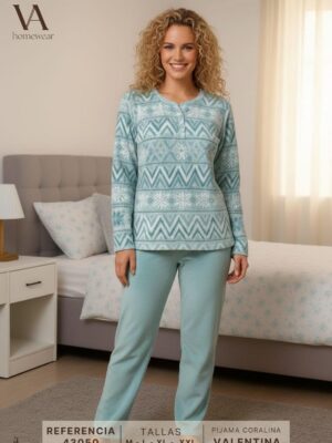 Pijama invierno coralina mujer VALENTINA 43050 VANILA