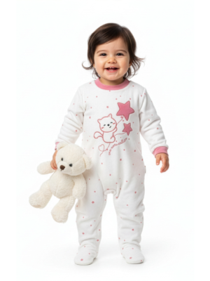 Pelele terciopelo bebé NIÑA manga larga 2662 KINANIT